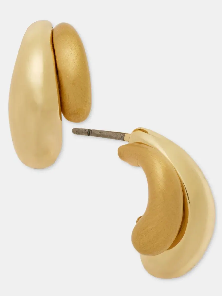 Серьги-пусеты с двойным рядом C-Hoop Anne Klein — изображение 2 из 4, оттенок золото