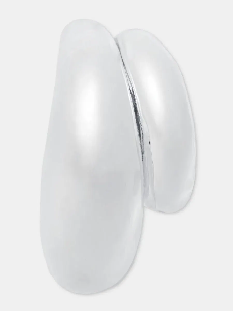 Серьги-пусеты с двойным рядом C-Hoop Anne Klein — изображение 3 из 3, оттенок серебряный