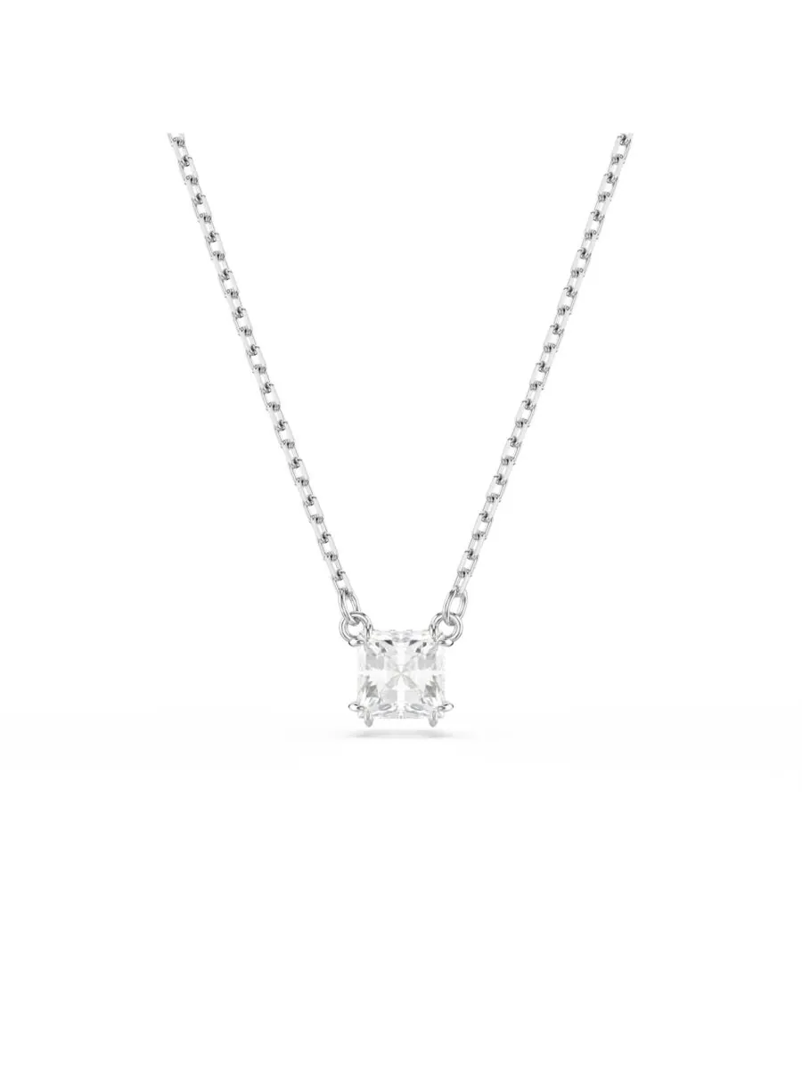 Кулон Stilla квадратной огранки, белый, колье Swarovski — изображение 1 из 6, оттенок серебряный