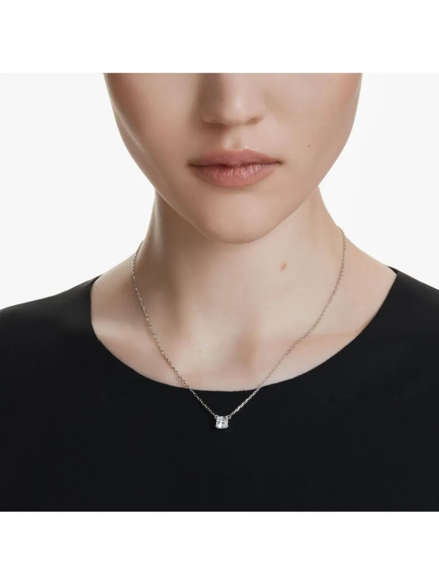 Кулон Stilla квадратной огранки, белый, колье Swarovski — изображение 5 из 6, оттенок серебряный