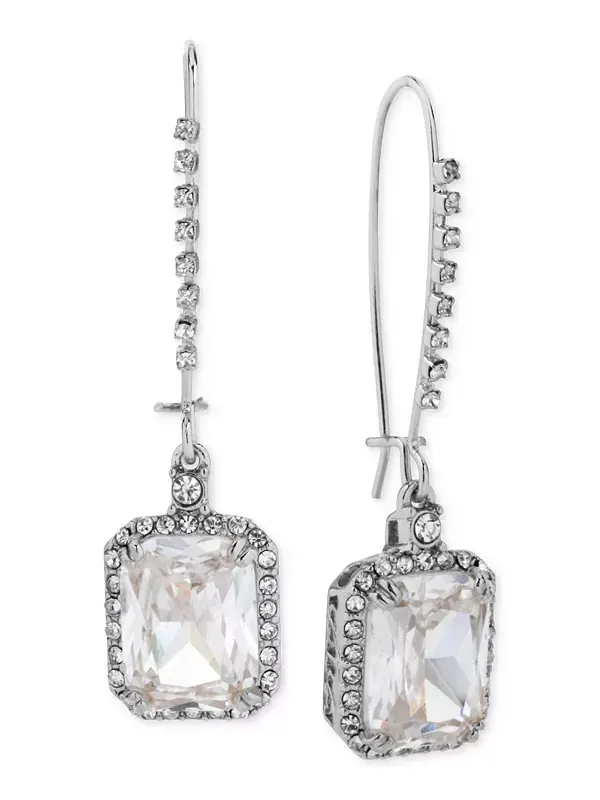 Серьги-Капельки с серебристыми кристаллами и паве квадратной формы Betsey Johnson — изображение 1 из 2, оттенок серебряный