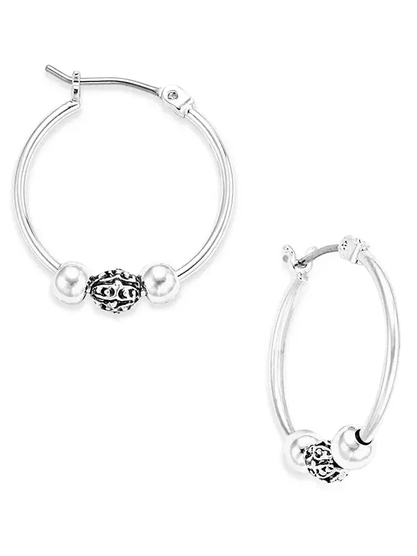 Серьги-Кольца из бисера Lauren Ralph Lauren — изображение 1 из 2, оттенок серебряный