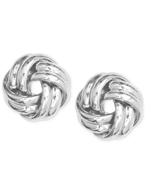 Серьги-Гвоздики с узелками Anne Klein — изображение 1 из 2, оттенок серебряный