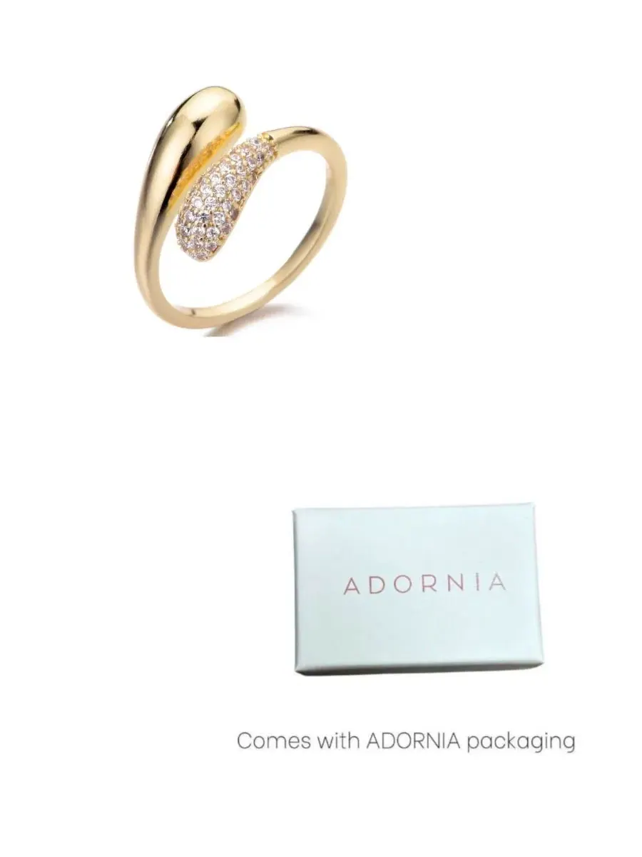 Золотое кольцо с изогнутым ободком и фианитами Adornia — изображение 4 из 5