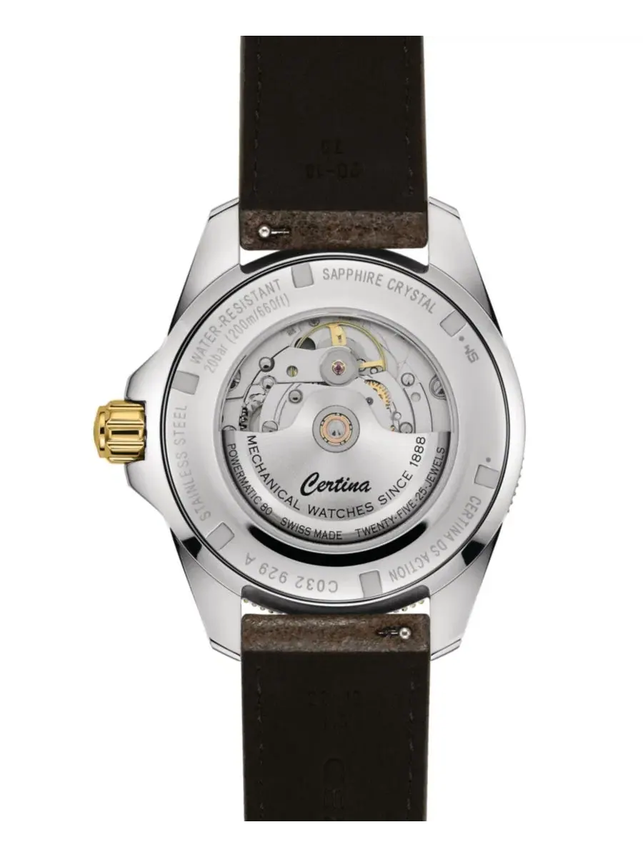 Мужские швейцарские автоматические часы DS Action GMT Powermatic 80 с коричневым кожаным ремешком — изображение 2 из 4