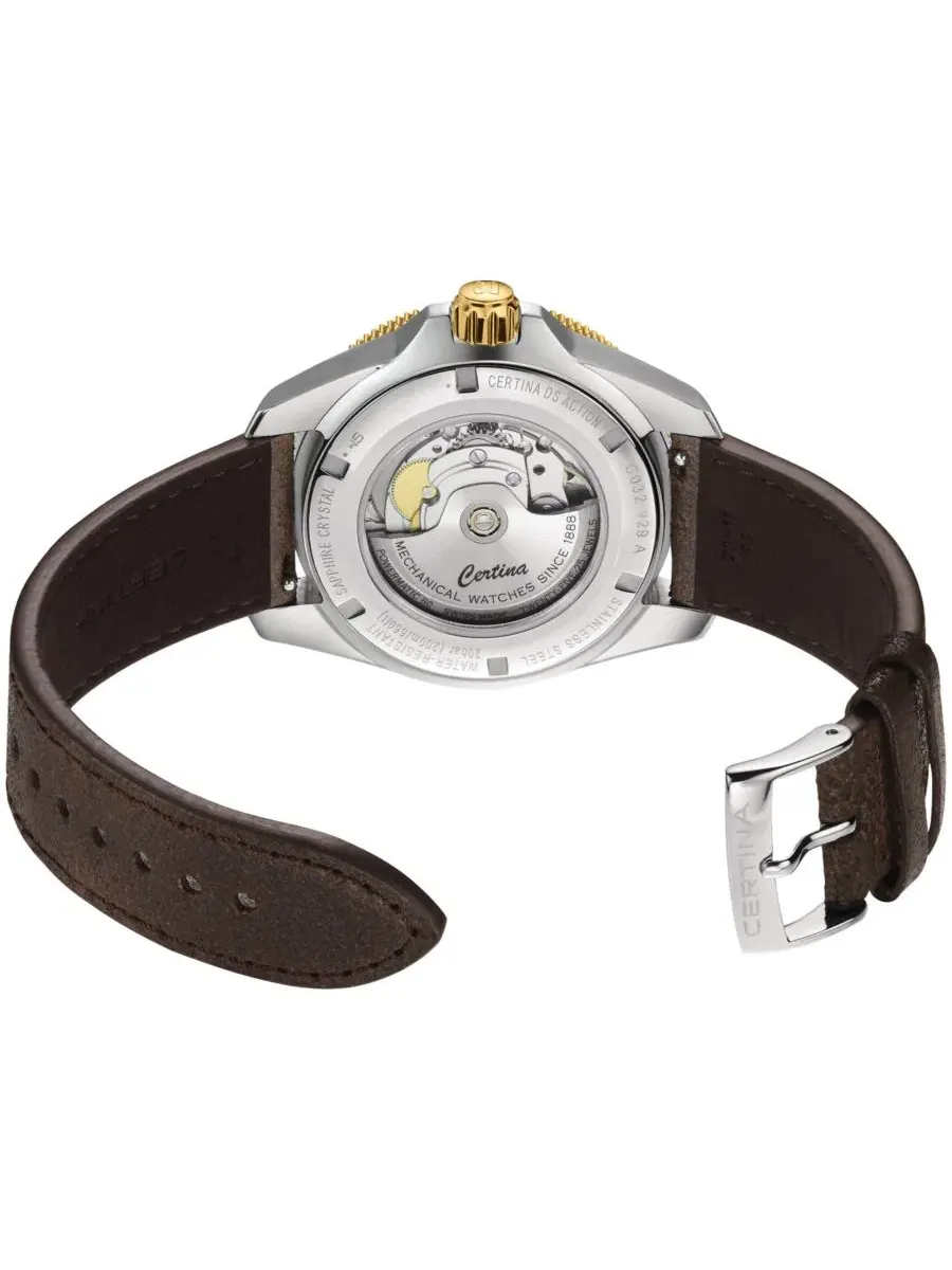 Мужские швейцарские автоматические часы DS Action GMT Powermatic 80 с коричневым кожаным ремешком — изображение 4 из 4