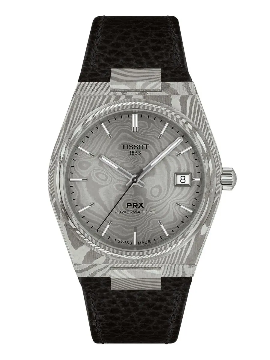 Часы унисекс с черным кожаным браслетом, 38 мм Tissot — изображение 1 из 5, оттенок серый