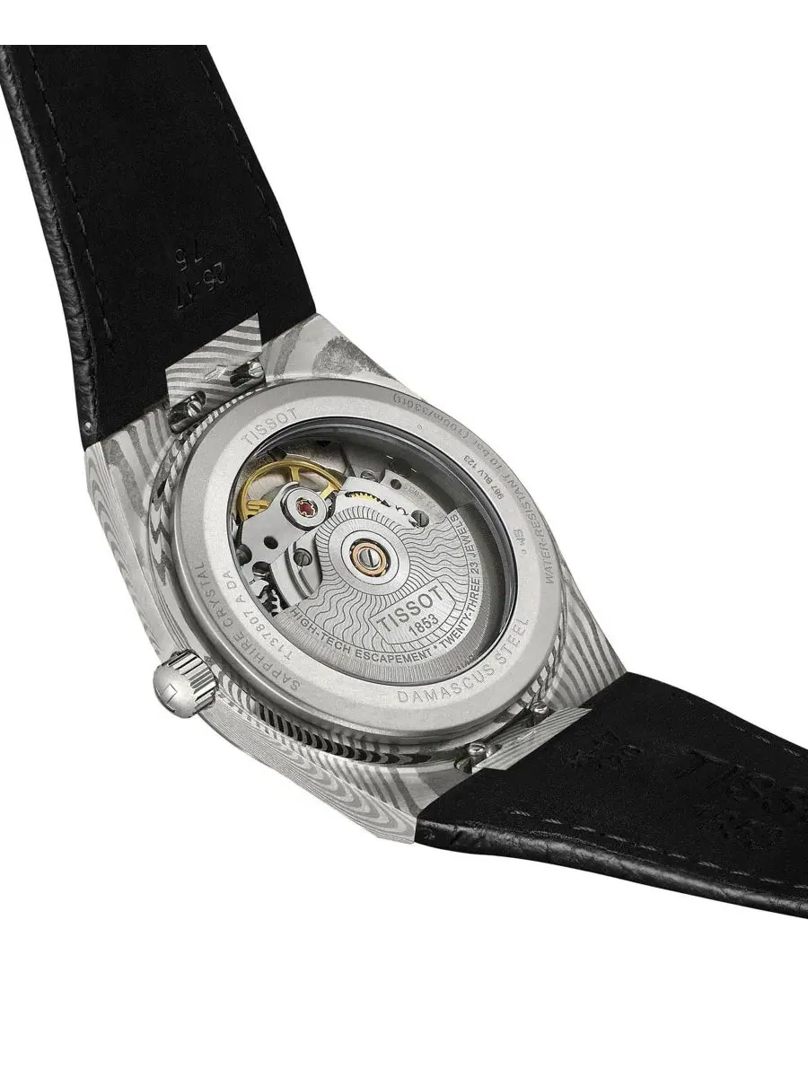 Часы унисекс с черным кожаным браслетом, 38 мм Tissot — изображение 3 из 5, оттенок серый