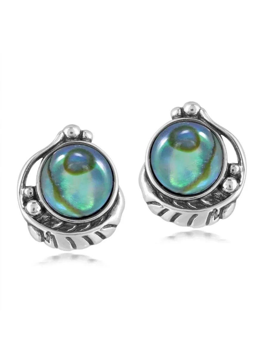 Серьги-гвоздики из стерлингового серебра с перламутром и листьями American West Jewelry — мульти