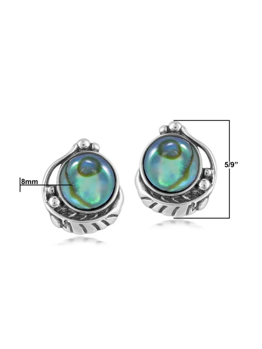 Серьги-гвоздики из стерлингового серебра с перламутром и листьями American West Jewelry — изображение 4 из 7
