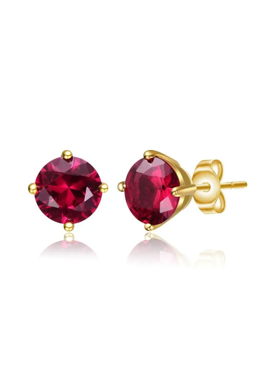 Серьги-пусеты из стерлингового серебра с покрытием 14K золотом — изображение 1 из 5, оттенок красный