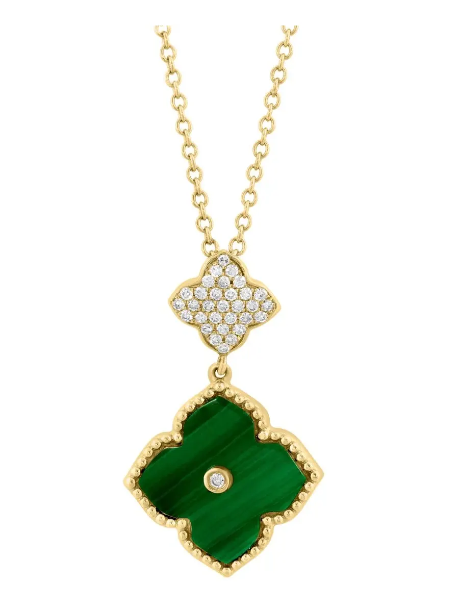 Подвеска с малахитом и бриллиантами, модель Malachite & Diamond EFFY Collection — изображение 3 из 4
