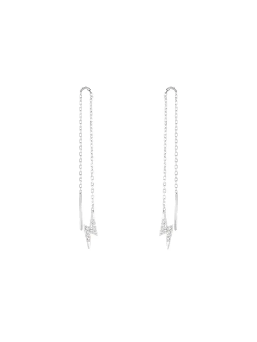 Серьги-подвески с цепочкой и молнией Sterling Silver Spero London — изображение 1 из 5, оттенок серебряный