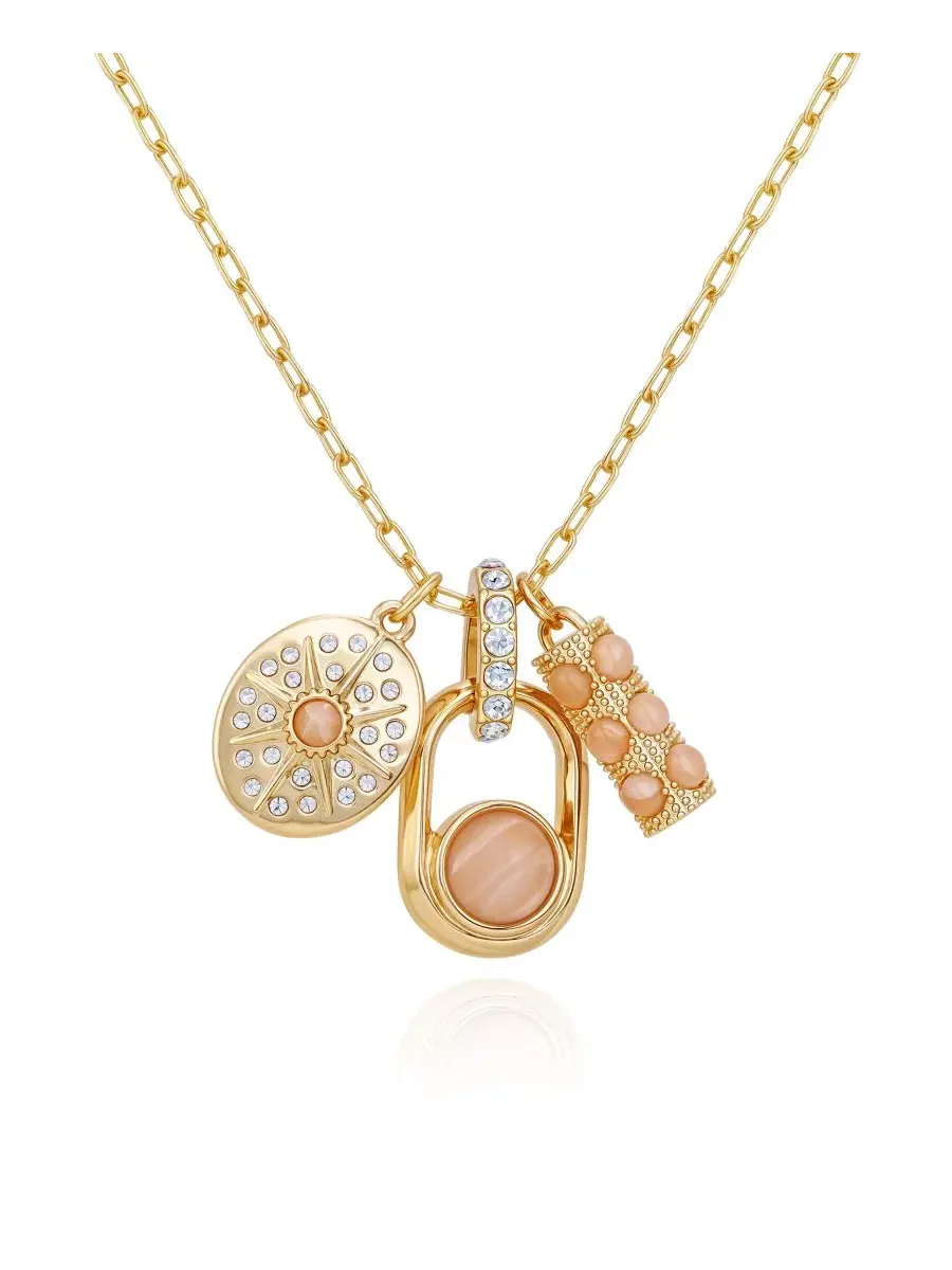 Колье с подвеской из розового кварца золотистого цвета Guess — изображение 1 из 4, оттенок золото