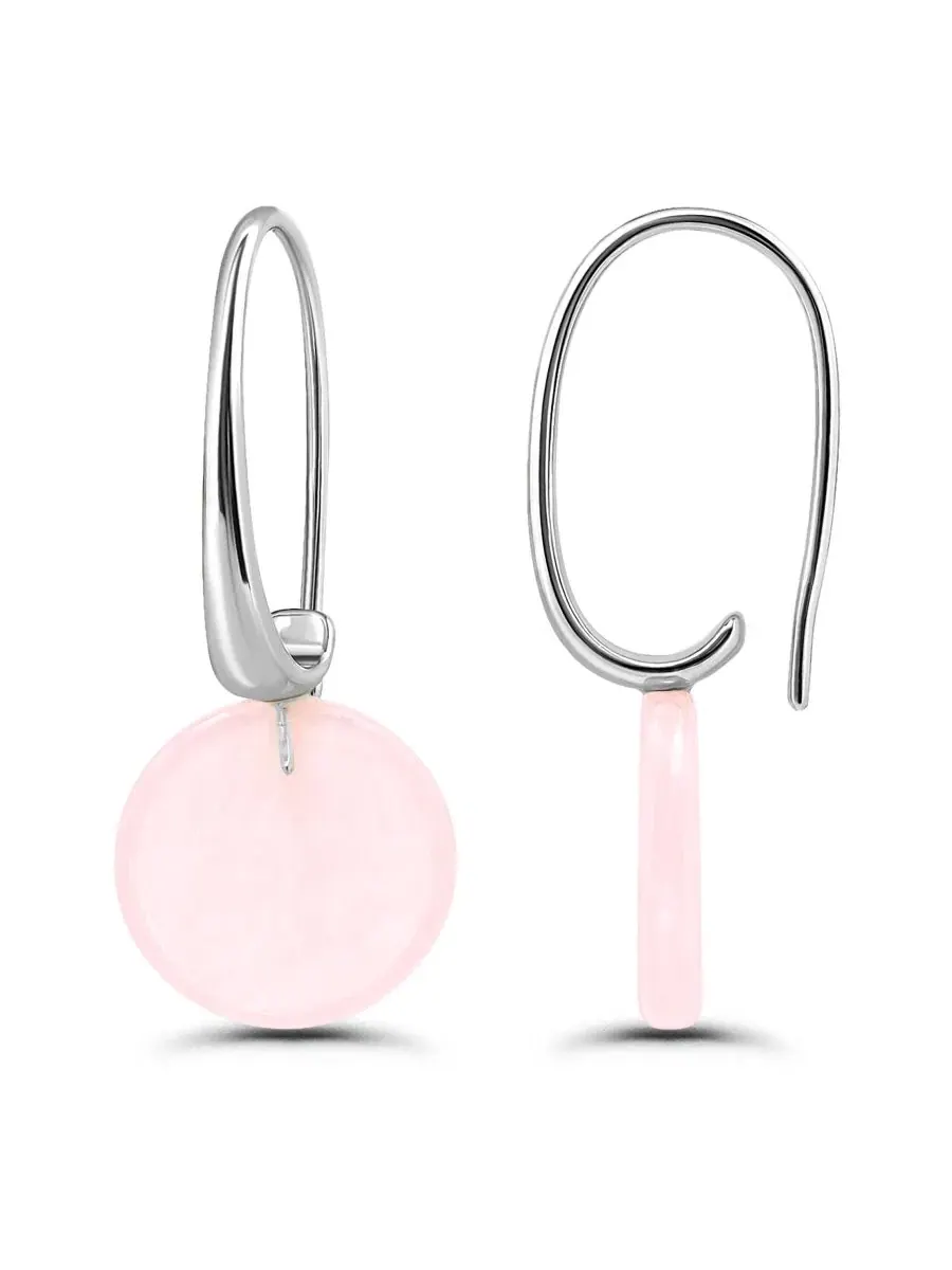 Серьги-гвоздики с подвеской из полудрагоценного камня, модель Genuine Stone Round Disc Hardwire — изображение 1 из 4