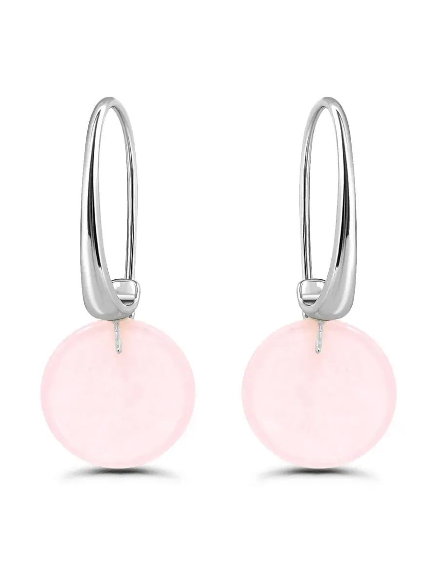 Серьги-гвоздики с подвеской из полудрагоценного камня, модель Genuine Stone Round Disc Hardwire — изображение 2 из 4