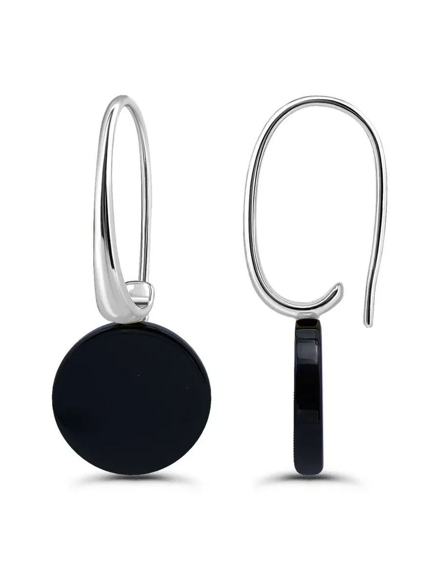 Серьги-гвоздики с круглым диском из хризоколлы, модель Genuine Stone Round Disc Hardwire Fishhook — изображение 1 из 4