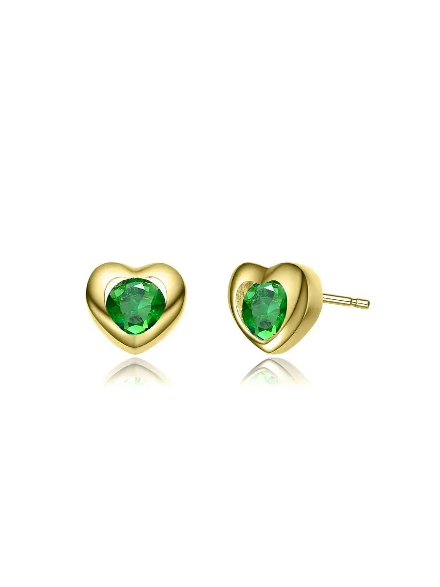 Серьги-пусеты с сердцем из фианита, модель Dainty Heart GiGiGirl