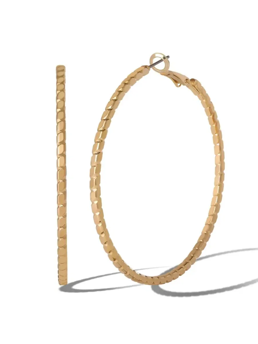 Серьги-кольца Omega с золотистым покрытием Jessica Simpson — изображение 1 из 6, оттенок золото