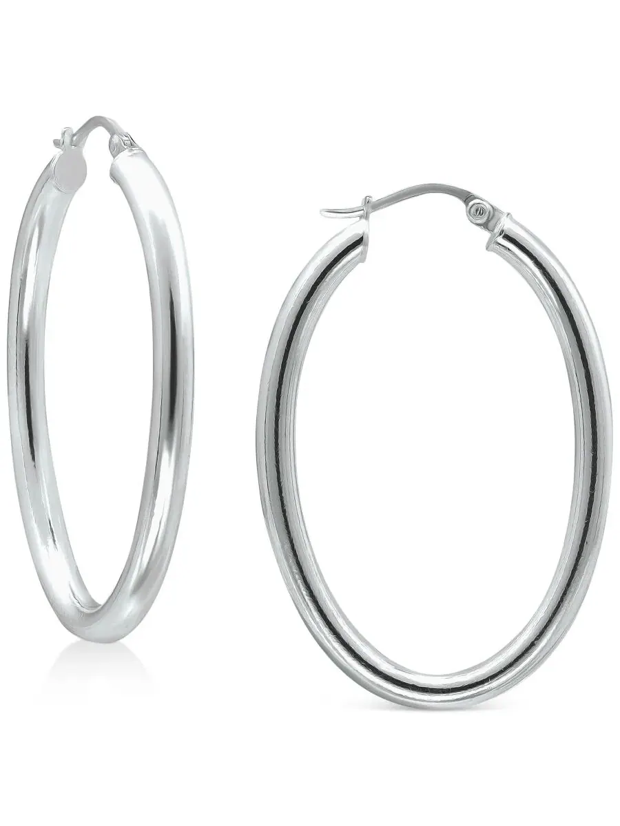 Серьги-кольца овальные Polished Oval Medium, 25 мм Giani Bernini — изображение 1 из 3, оттенок серебристый