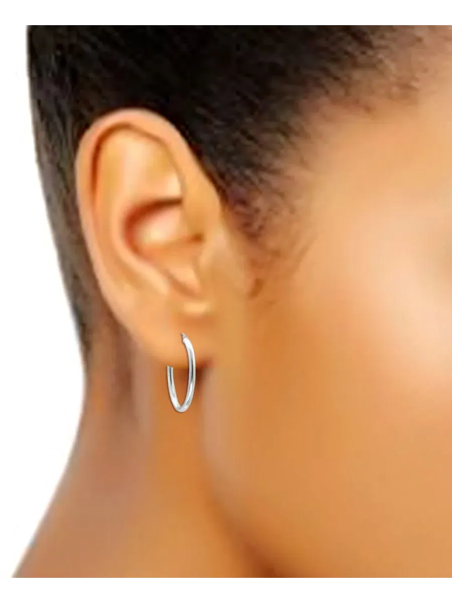 Серьги-кольца овальные Polished Oval Medium, 25 мм Giani Bernini — изображение 2 из 3, оттенок серебристый