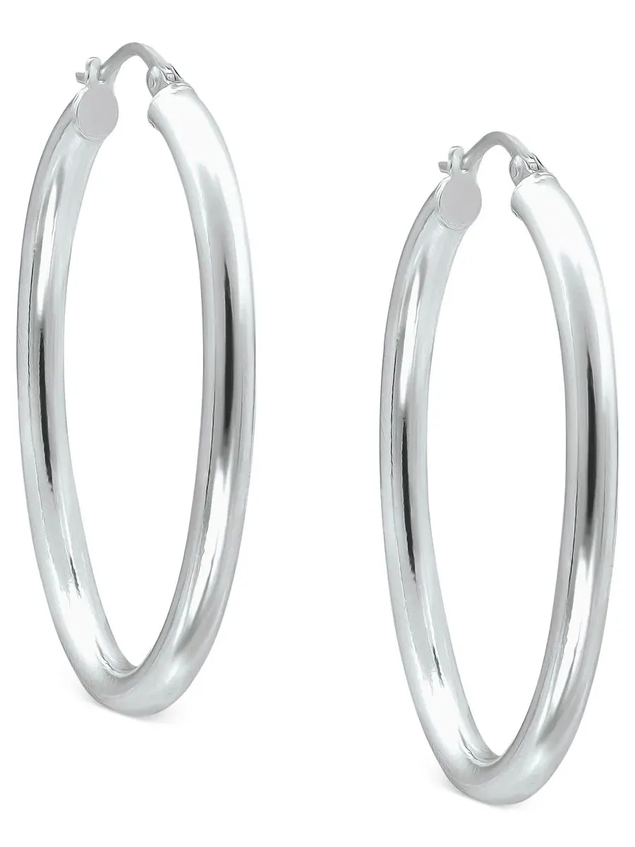 Серьги-кольца овальные Polished Oval Medium, 25 мм Giani Bernini — изображение 3 из 3, оттенок серебристый