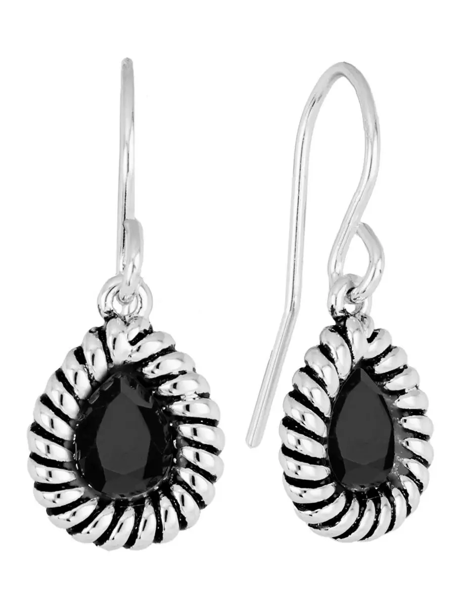 Серьги-капли с кристаллами грушевидной формы с фактурной окантовкой Sterling Silver Crystal Pear — изображение 1 из 5