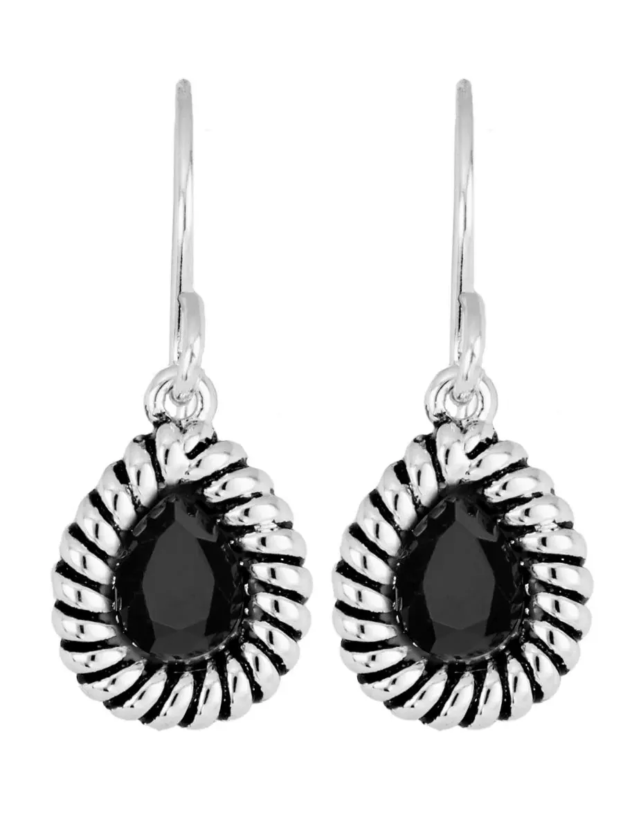 Серьги-капли с кристаллами грушевидной формы с фактурной окантовкой Sterling Silver Crystal Pear — изображение 2 из 5