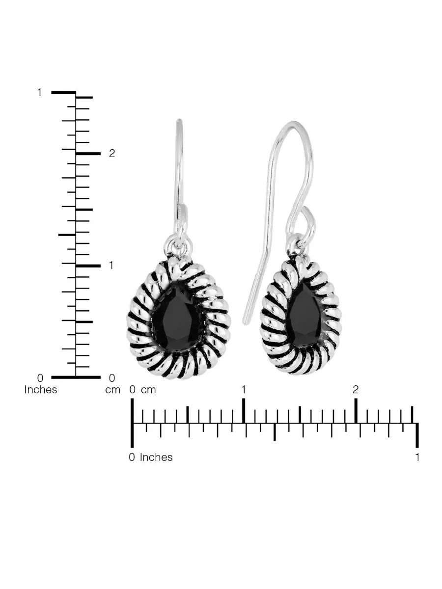 Серьги-капли с кристаллами грушевидной формы с фактурной окантовкой Sterling Silver Crystal Pear — изображение 3 из 5
