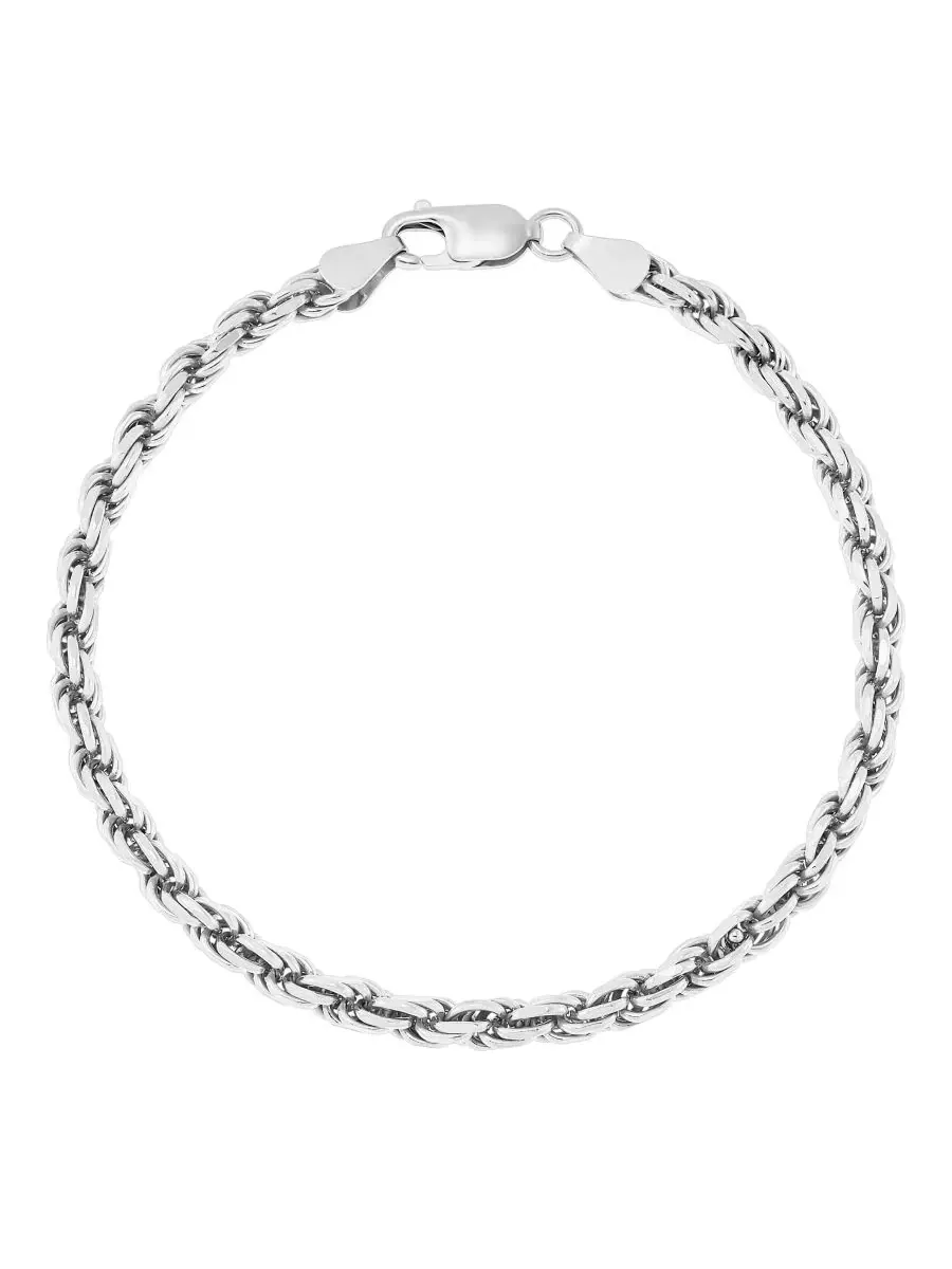 Браслет из стерлингового серебра с цепочкой-веревкой Italian Silver — серебристый