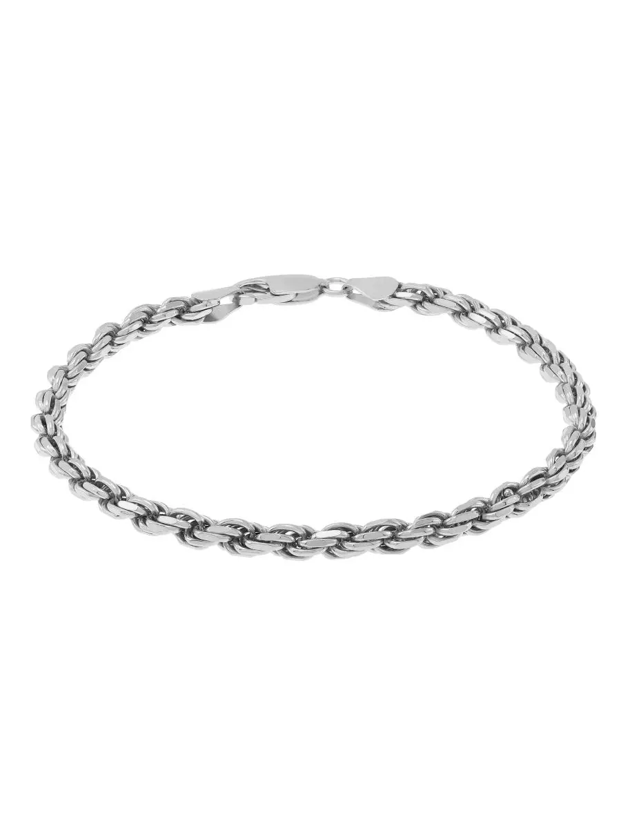 Браслет из стерлингового серебра с цепочкой-веревкой Italian Silver — изображение 2 из 3, оттенок серебристый