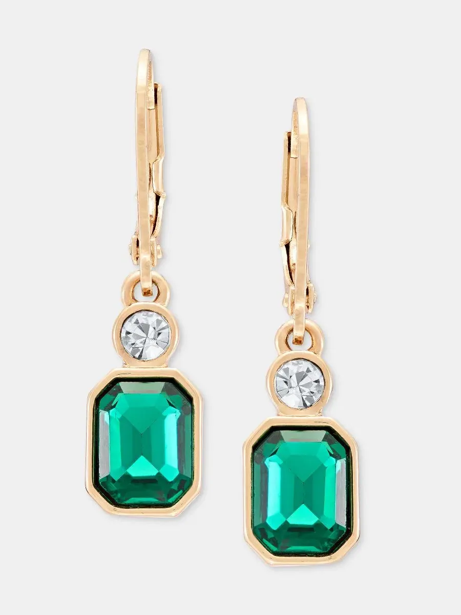 Серьги-подвески из кристаллов Crystal Drop Anne Klein — изображение 1 из 3, оттенок зеленый