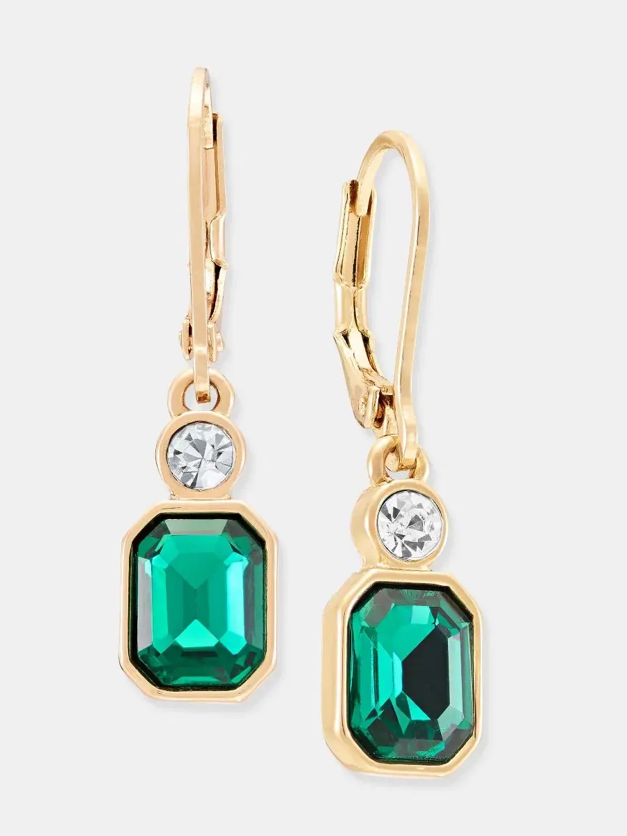 Серьги-подвески из кристаллов Crystal Drop Anne Klein — изображение 3 из 3, оттенок зеленый