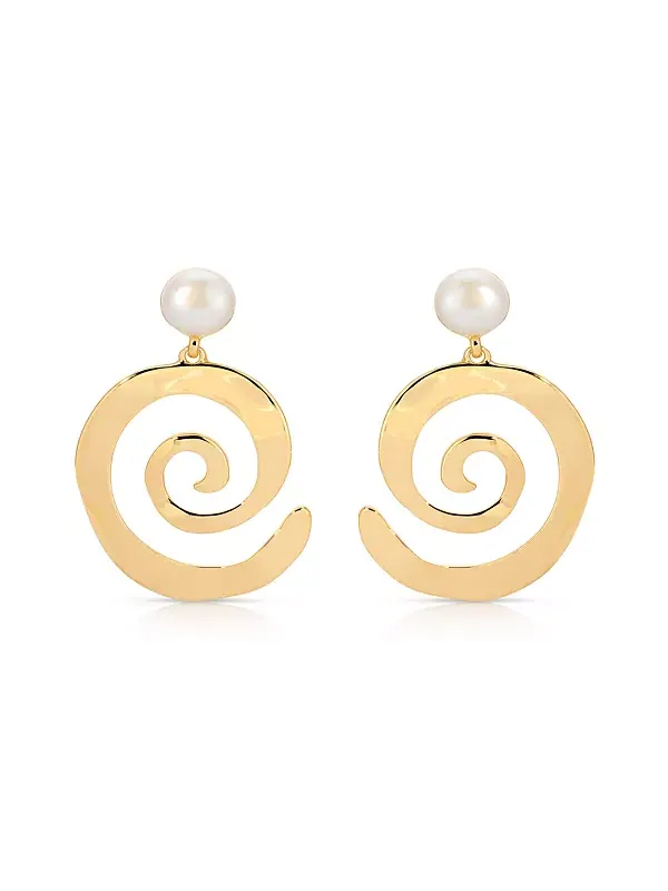 Серьги-Подвески из перламутра Aura Swirl Ettika — изображение 1 из 4, оттенок золото