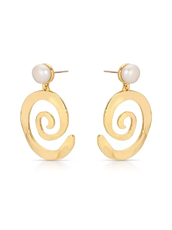 Серьги-Подвески из перламутра Aura Swirl Ettika — изображение 2 из 4, оттенок золото