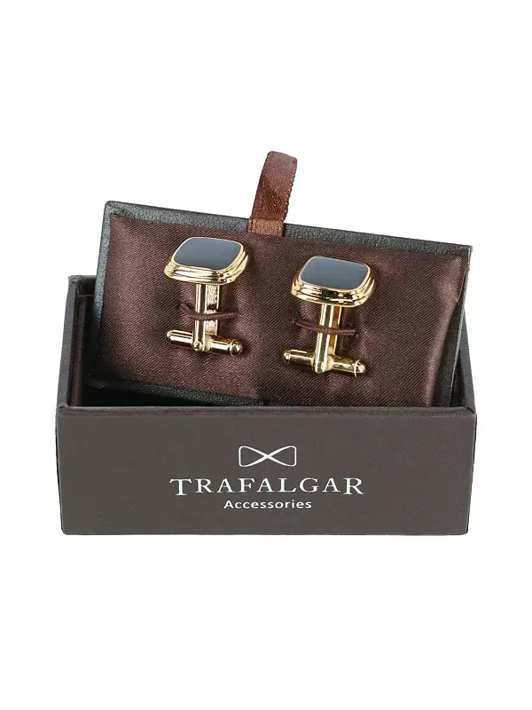 Черные лаковые запонки-подушечки Trafalgar — изображение 2 из 3, оттенок золото