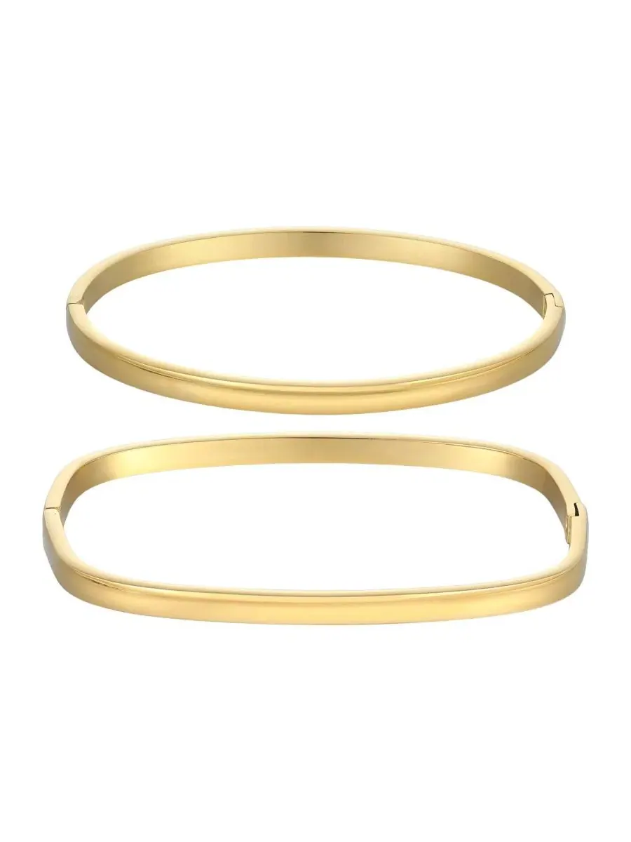Комплект браслетов-манжет 18k позолота Rectangle and Oval Cuff Set ADORNIA — изображение 1 из 3, оттенок золото