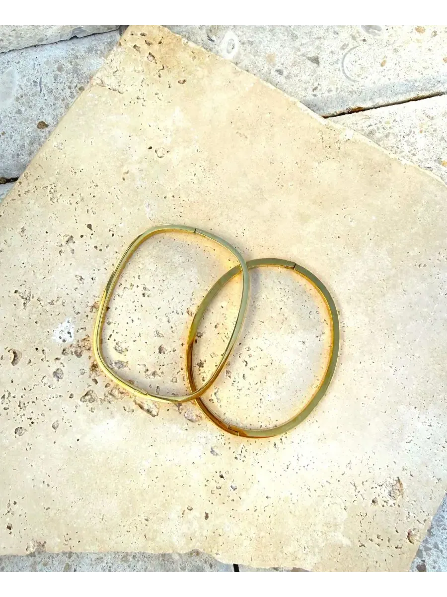 Комплект браслетов-манжет 18k позолота Rectangle and Oval Cuff Set ADORNIA — изображение 3 из 3, оттенок золото