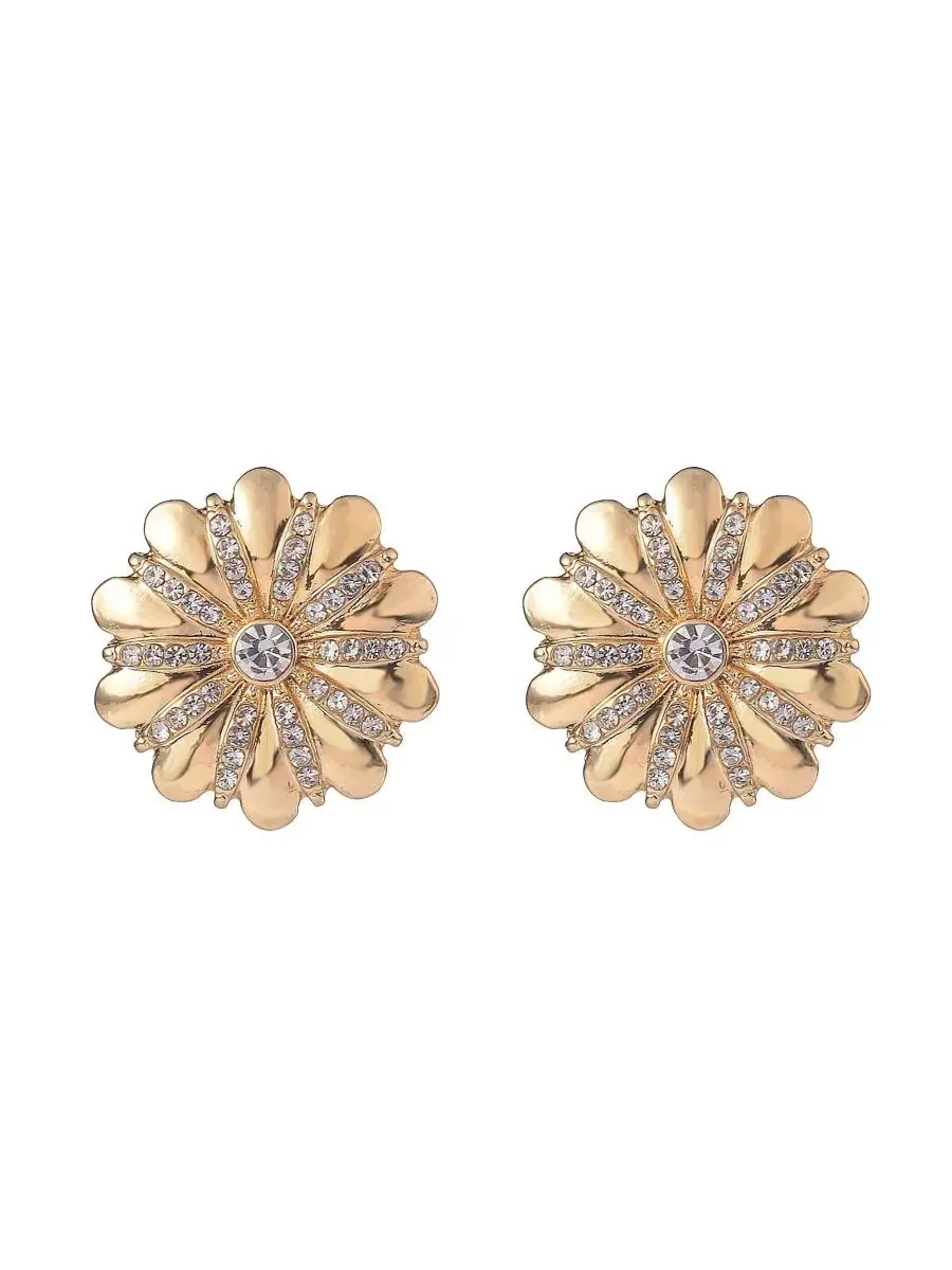 Серьги-гвоздики с цветком Gold Tone Flower Button Laundry by Shelli Segal — золотистый