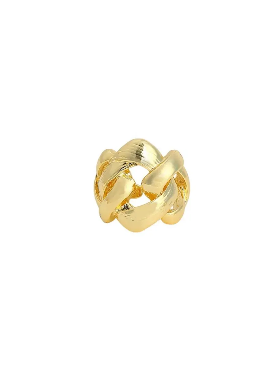 Кольцо-пусеты с кристаллами The Link Statement Ring SOHI — изображение 1 из 7, оттенок золото