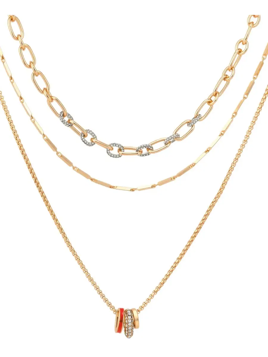 Колье-сеть с кристаллами и подвесками GUESS — изображение 1 из 4, оттенок золото