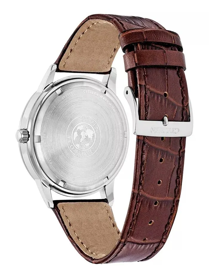 Мужские часы Eco-Drive Corso с коричневым кожаным ремешком, 44 мм Citizen — изображение 3 из 8, оттенок коричневый