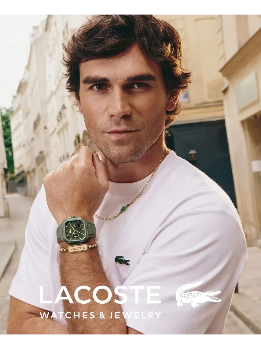 Мужские часы LC33 с квадратным силиконовым ремешком цвета хаки, 44x50 мм Lacoste — изображение 3 из 7, оттенок хаки зеленый