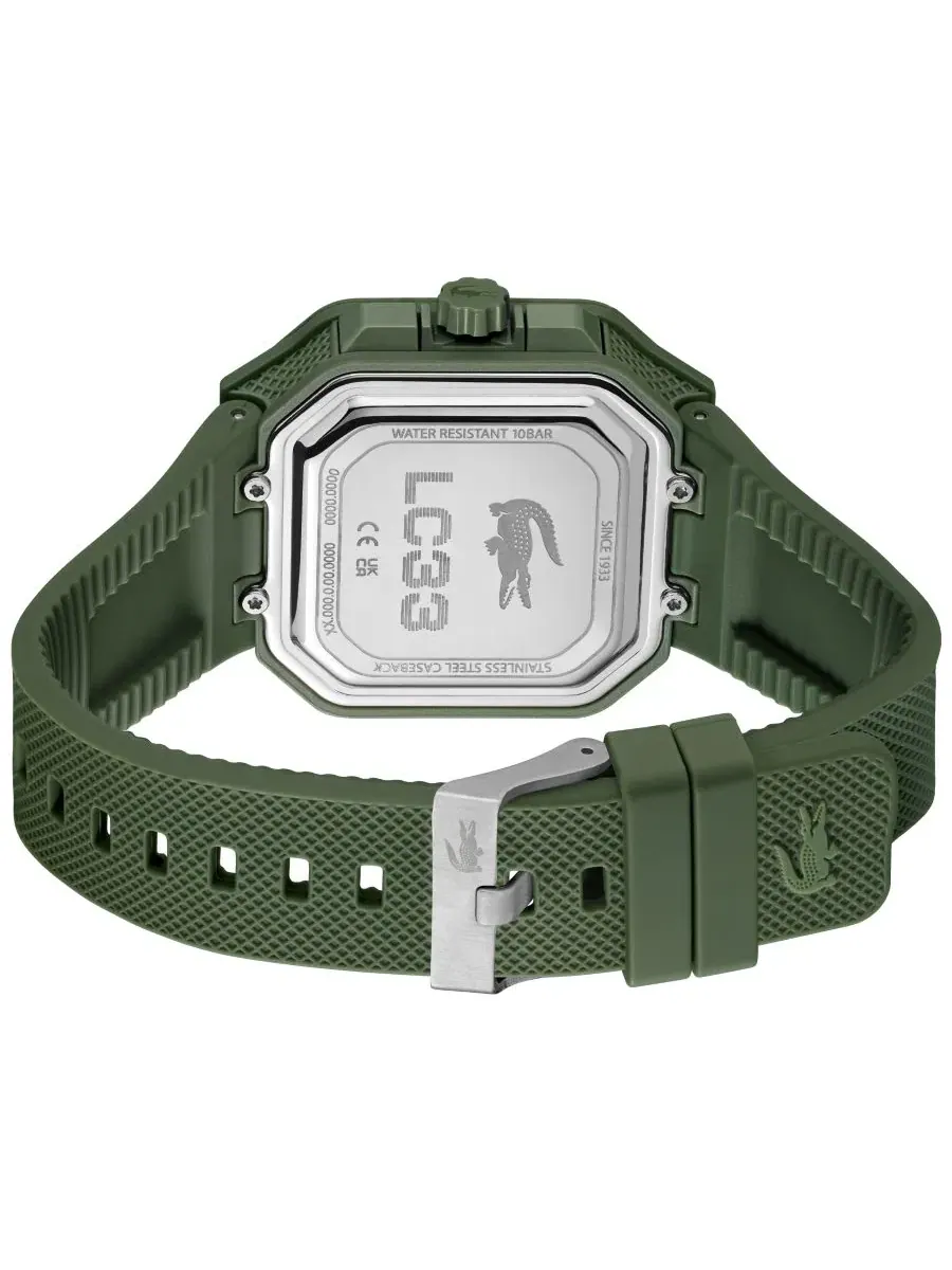 Мужские часы LC33 с квадратным силиконовым ремешком цвета хаки, 44x50 мм Lacoste — изображение 5 из 7, оттенок хаки зеленый