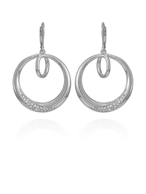 Крупные серьги-кольца с серебристыми стеклянными камнями Vince Camuto