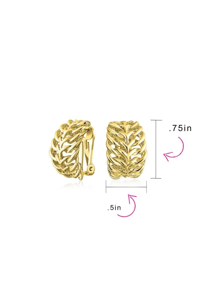 Серьги-клипсы из латуни с золотым покрытием, плетеный дизайн, 2 набора Bling Jewelry — изображение 2 из 4