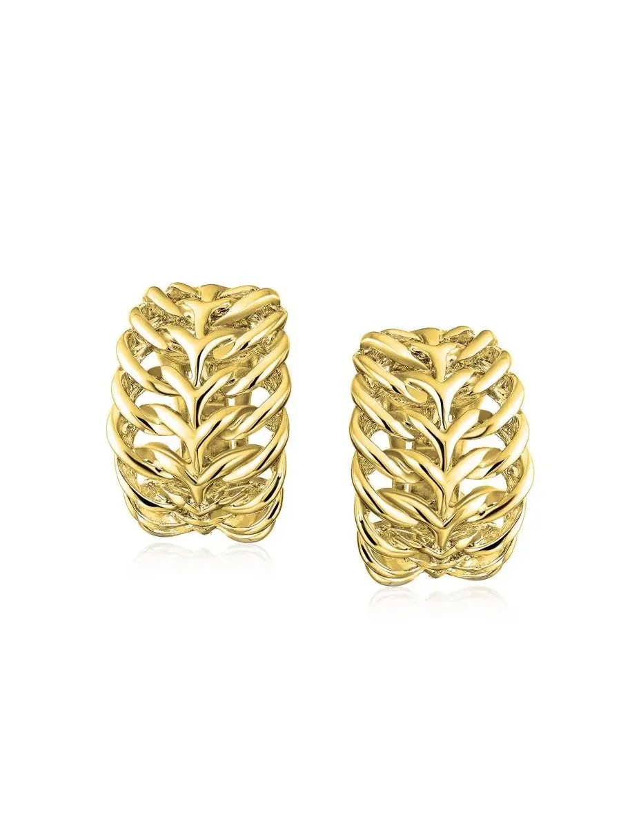 Серьги-клипсы из латуни с золотым покрытием, плетеный дизайн, 2 набора Bling Jewelry — изображение 3 из 4
