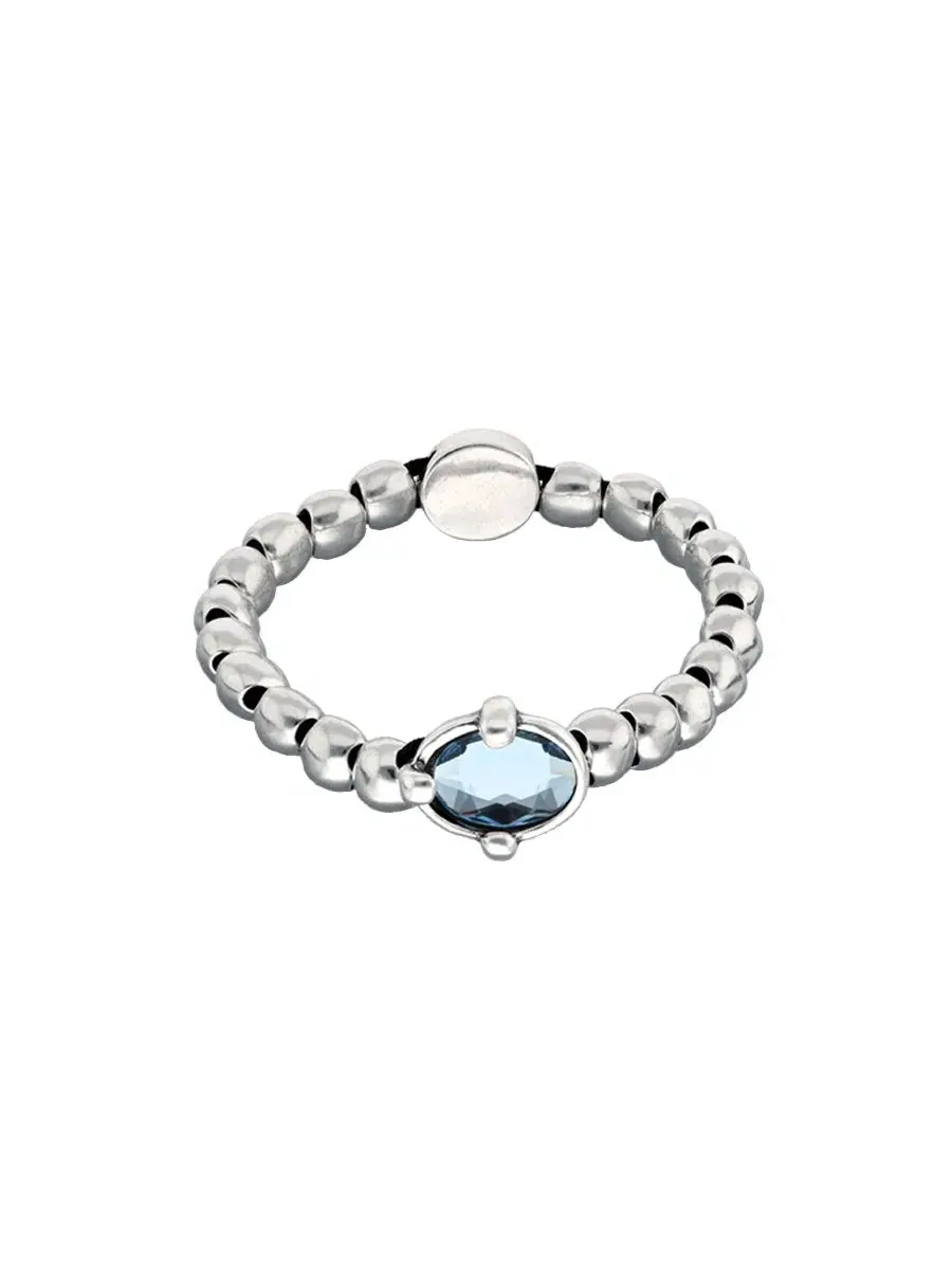 Браслет с синими гранеными кристаллами Blue Faceted Crystals Elastic UNOde50 — изображение 1 из 5, оттенок серебряный