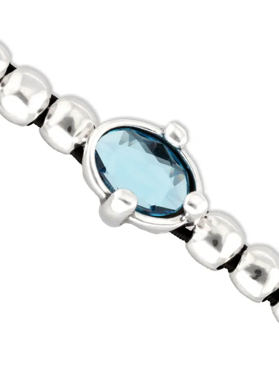 Браслет с синими гранеными кристаллами Blue Faceted Crystals Elastic UNOde50 — изображение 3 из 5, оттенок серебряный