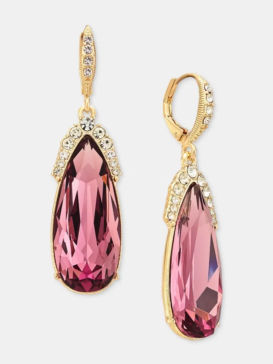 Серьги-подвески каплевидные с кристаллами Crystal Pear-Shape Drop Givenchy — изображение 2 из 4, оттенок розовый